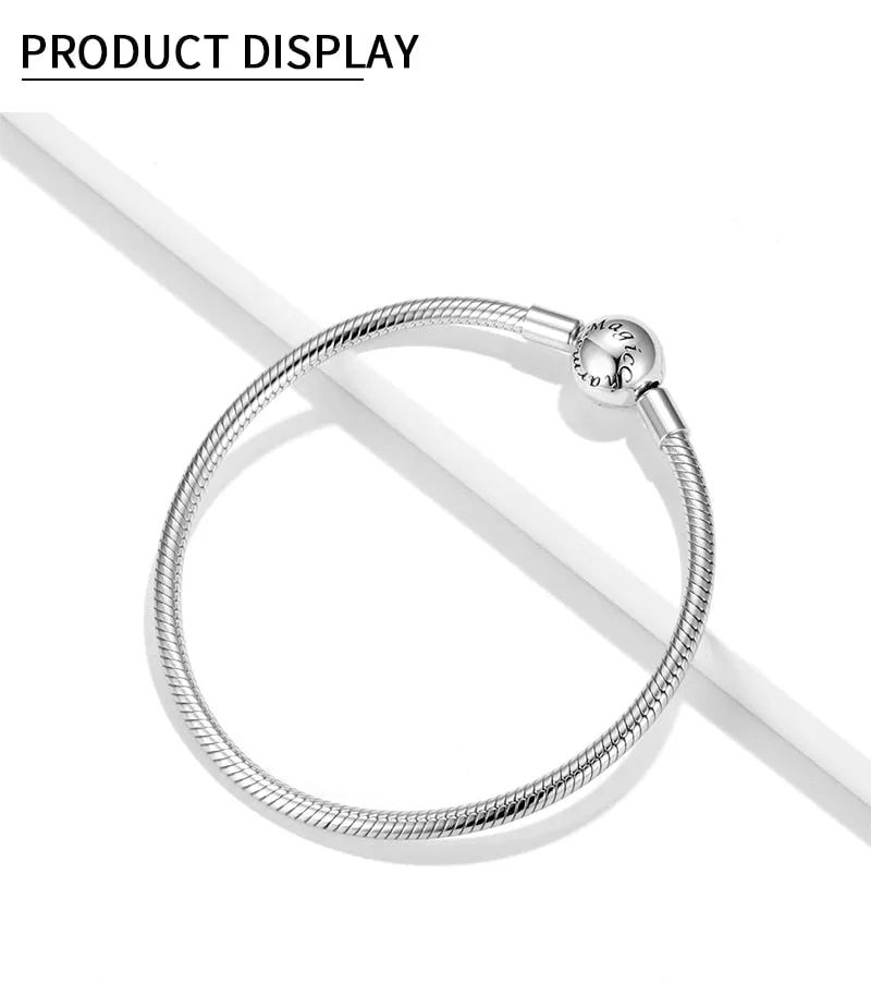 Sterling Silver Snake Chain Bracelet with Round Clasp