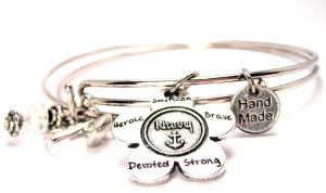 The Navy Flower Small Expandable Bangle Bracelet Set