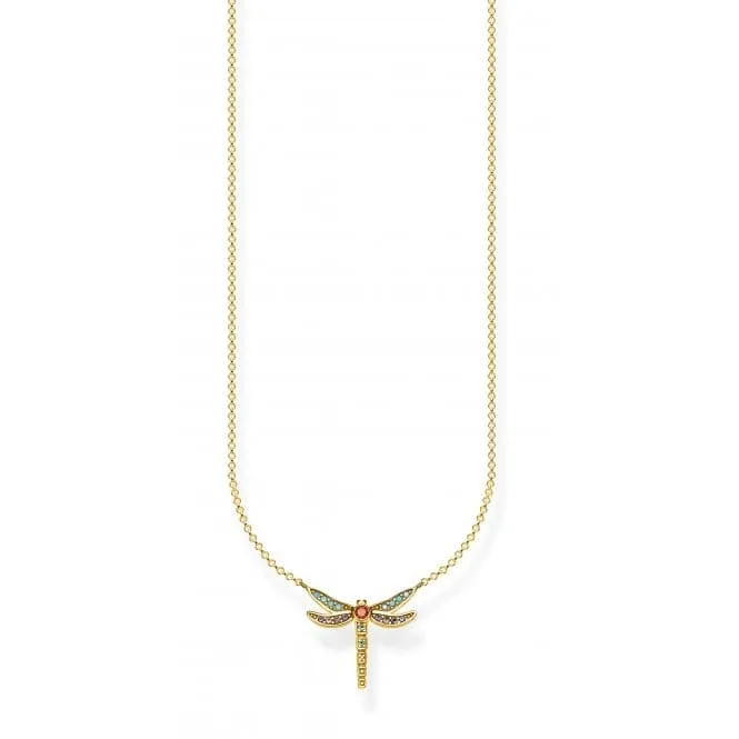 Thomas Sabo Paradise Gold Plated Dragonfly Necklace KE1837-974-7-L45v