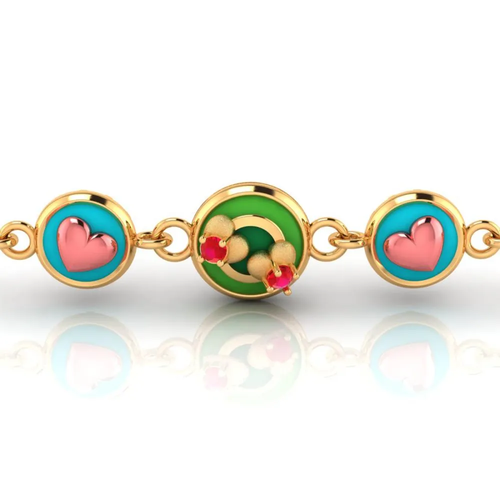 Three Distinct Heart-shaped Patterns On A 22-karat Gold Bracelet