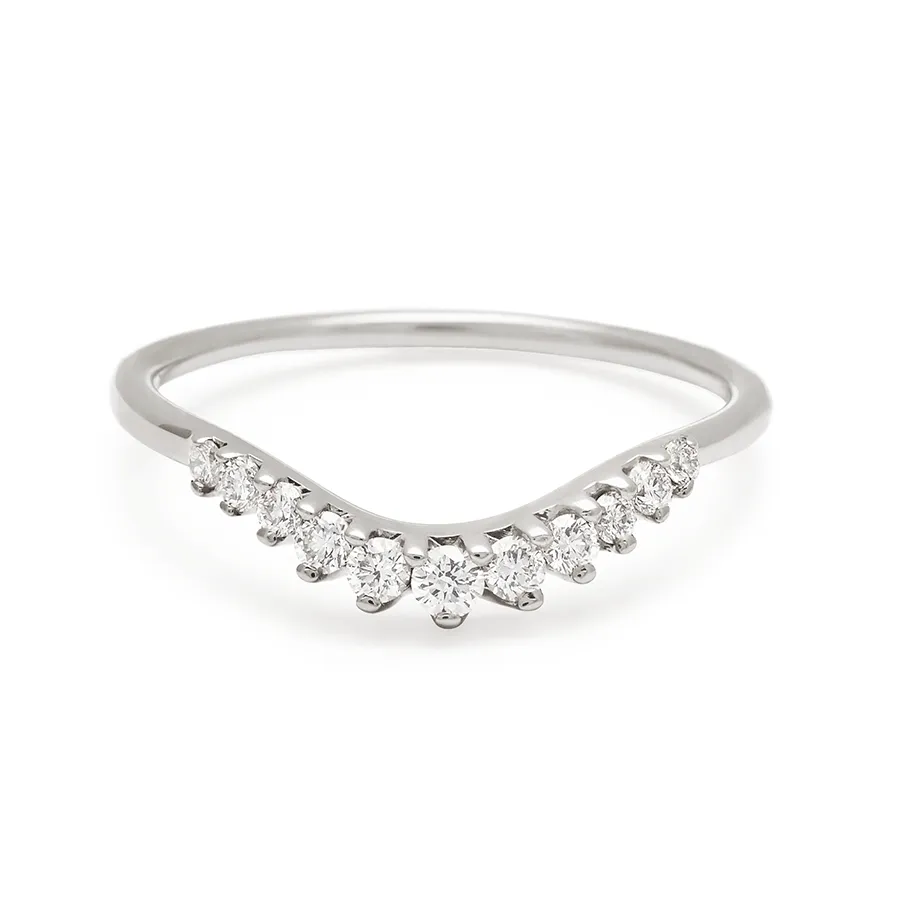 Tiara Curve Band - 14k Gold & White Diamonds