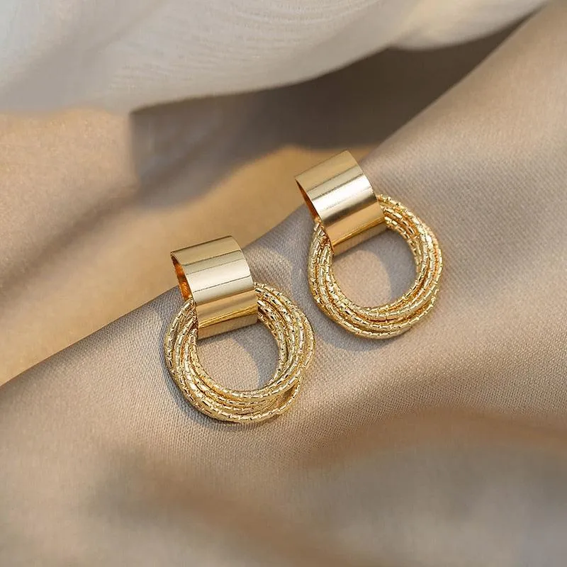 Trendy Simple Silver Color Hoop Earrings For Women