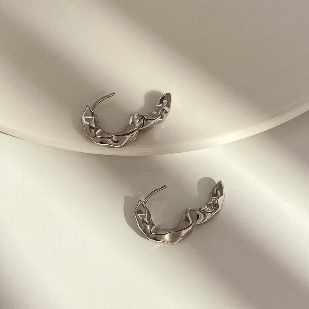 Trendy Simple Silver Color Hoop Earrings For Women