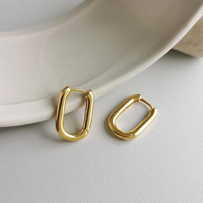 Trendy Simple Silver Color Hoop Earrings For Women