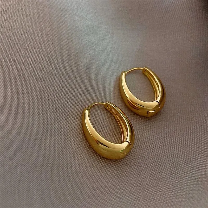 Trendy Simple Silver Color Hoop Earrings For Women