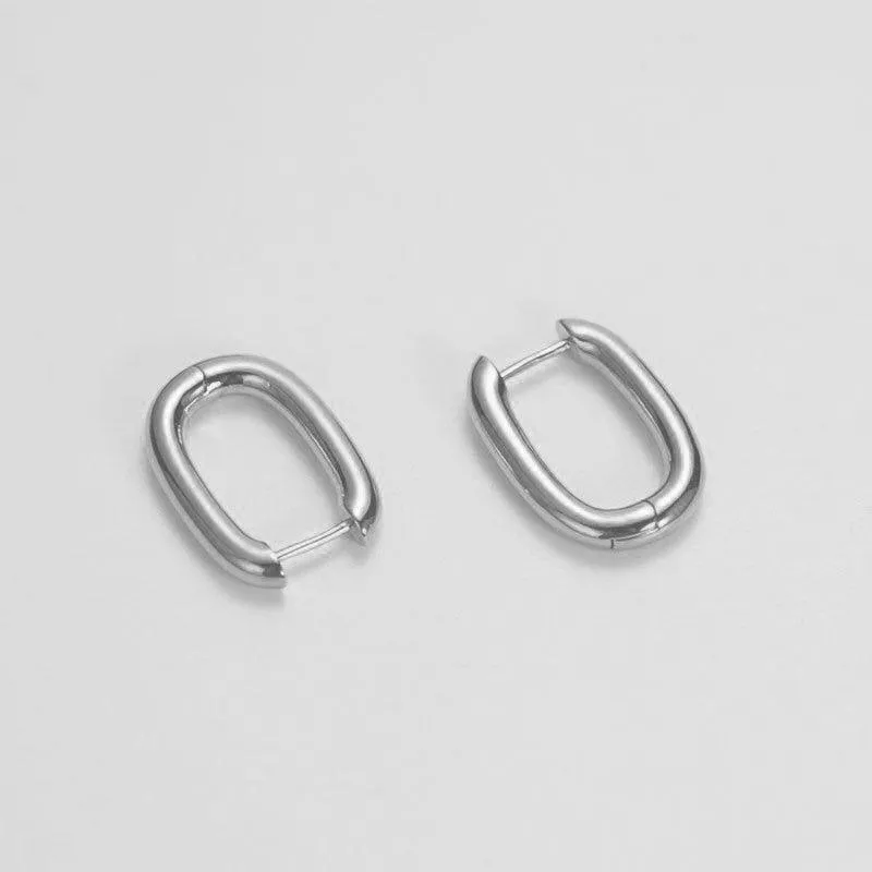 Trendy Simple Silver Color Hoop Earrings For Women