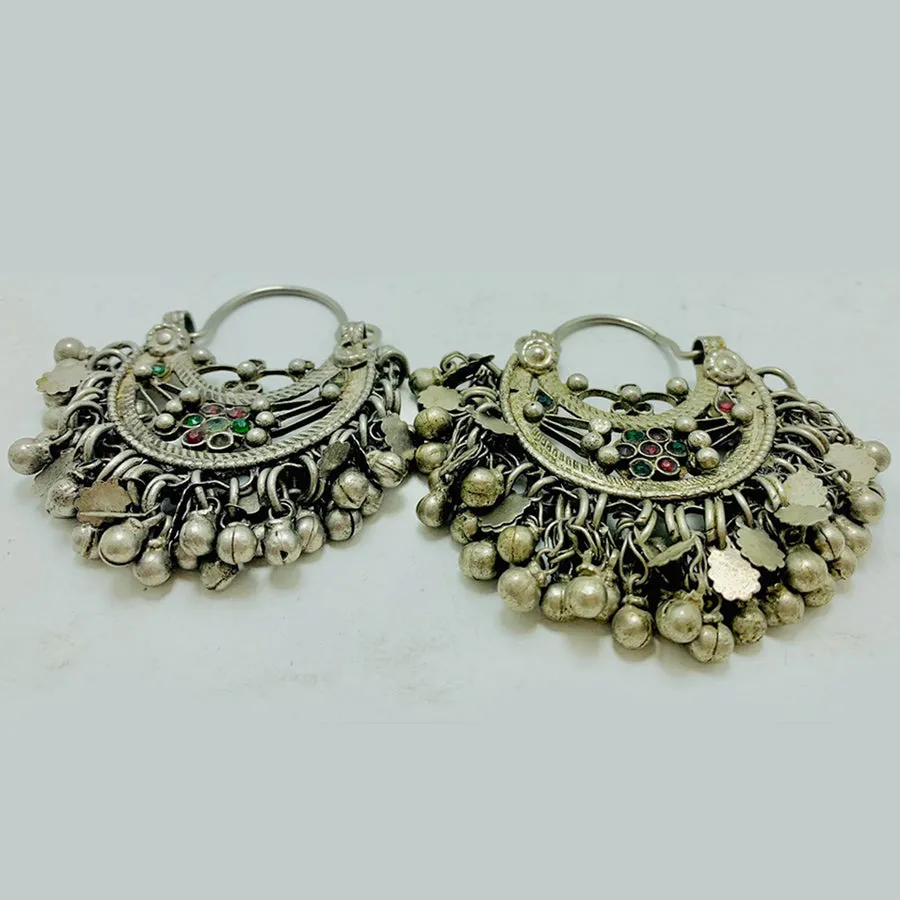 Tribal Kuchi Antique Earrings with Bells