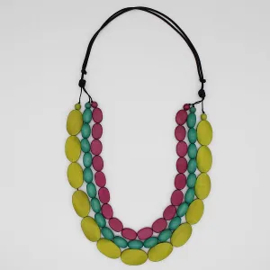 Triple Strand Varied Wood Bead Norah Necklace