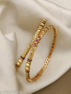 Twinkling Gold-Plated Bangle Set with Sparkling Cubic Zirconia