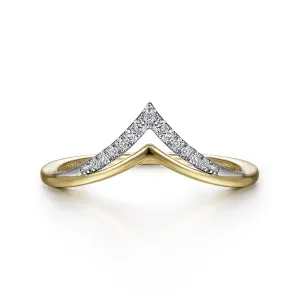 Two-Tone Gold Diamond Chevron Ring