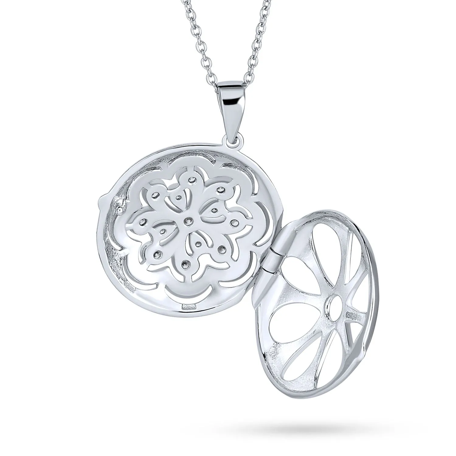 Vintage Filigree Star Flower Aromatherapy Locket Necklace Sterling Silver Keepsake