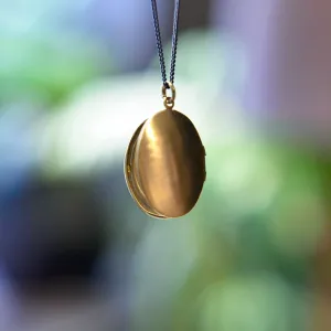 Vintage Large Locket Necklace Brushed Brass