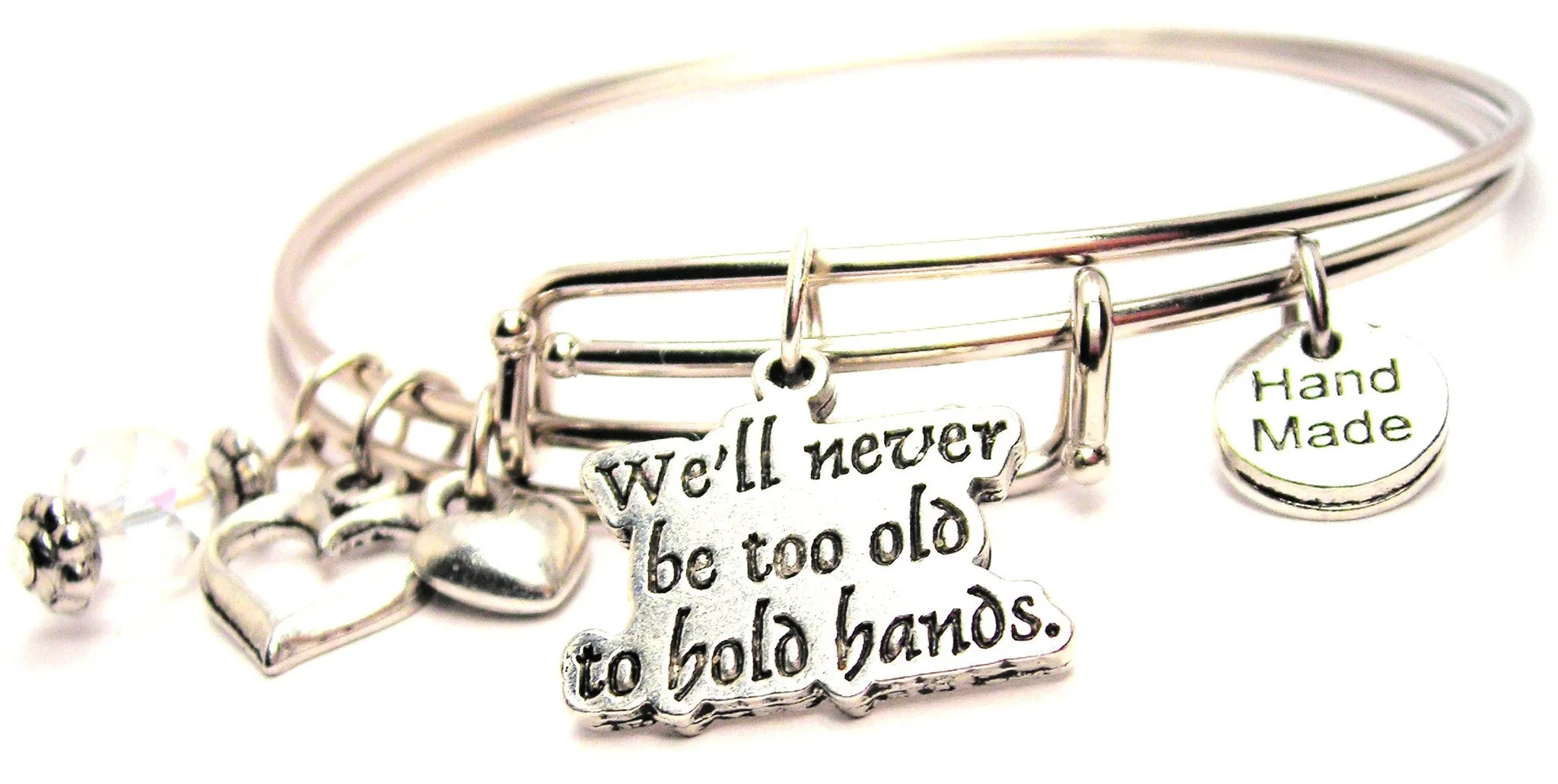 Well Never Be Too Old To Hold Hands Expandable Bangle Bracelet Set