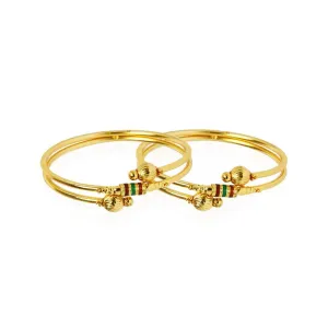 Yellow Chimes Bangles for Women 2 Pcs Ethnic Bangles Antique Gold Plated Traditional Bangles for Women and Girls.