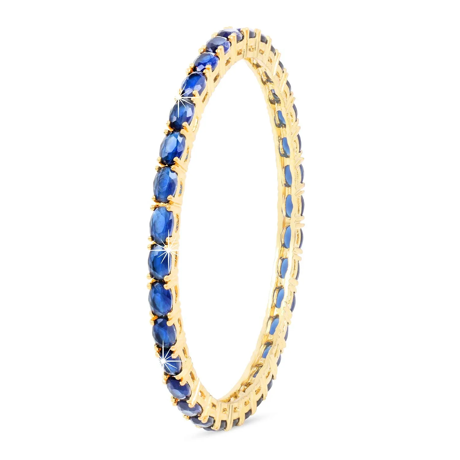 Yellow Chimes Elegant Sapphire Blue AD/American Diamond Studded 18k Gold Plated 4 PCs HandCrafted Bangles Set for Women & Girls (2.8)