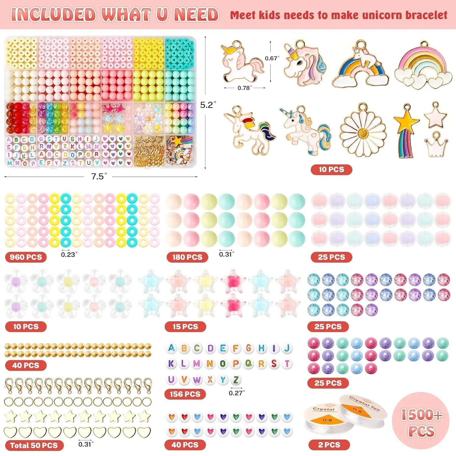 yifely Bracelet Making Kit, Beads for Jewelry Making Kit with Unicorn Charms, Flat Round Polymer Clay Beads, Heishi Beads for Bracelets Necklace Making, DIY Arts Crafts Kit Gifts for Girls